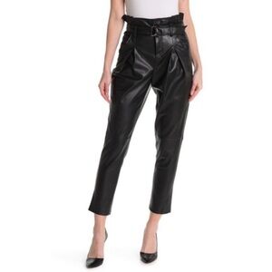 Blank NYC | Faux Leather Cropped Pants Paper Bag Waist Black Size 24